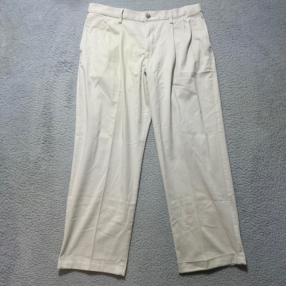 Dockers Mens Relaxed Fit Pleated Khaki Pants W34 L30‎ Cotton Blend Preppy